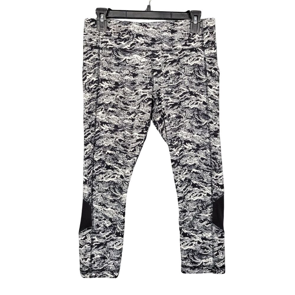 LULULEMON Nami Wave Abstract Luxtreme Pace Rival Crop Leggings Fitness SIZE 8